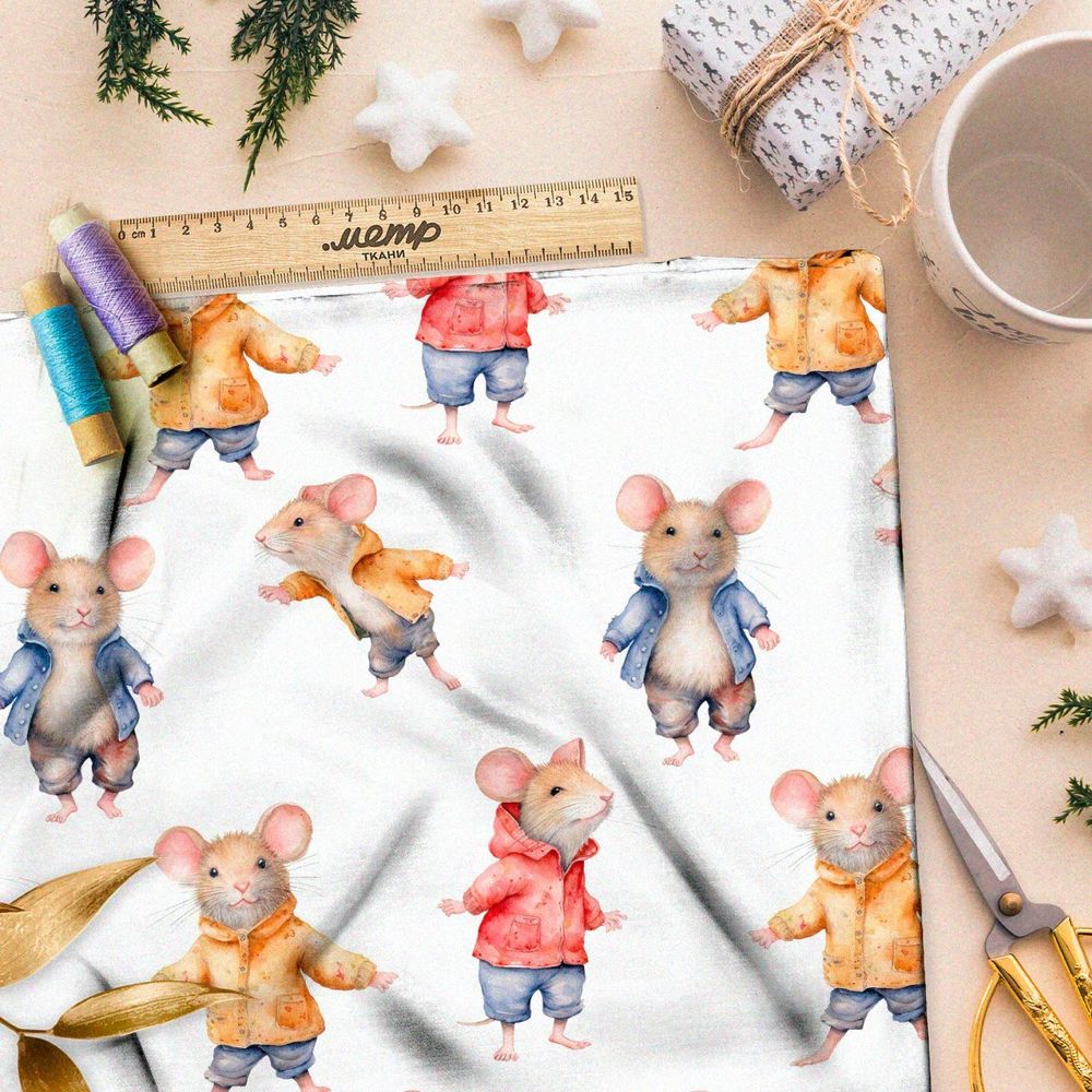 Ткань премиум мембрана игривые мыши