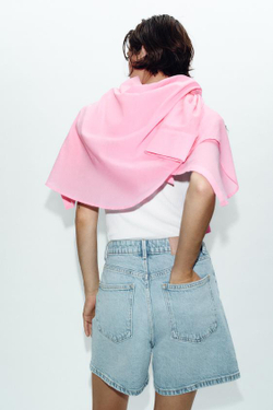 ZARA ШОРТЫ Z1975 MOM FIT, ГОЛУБОЙ