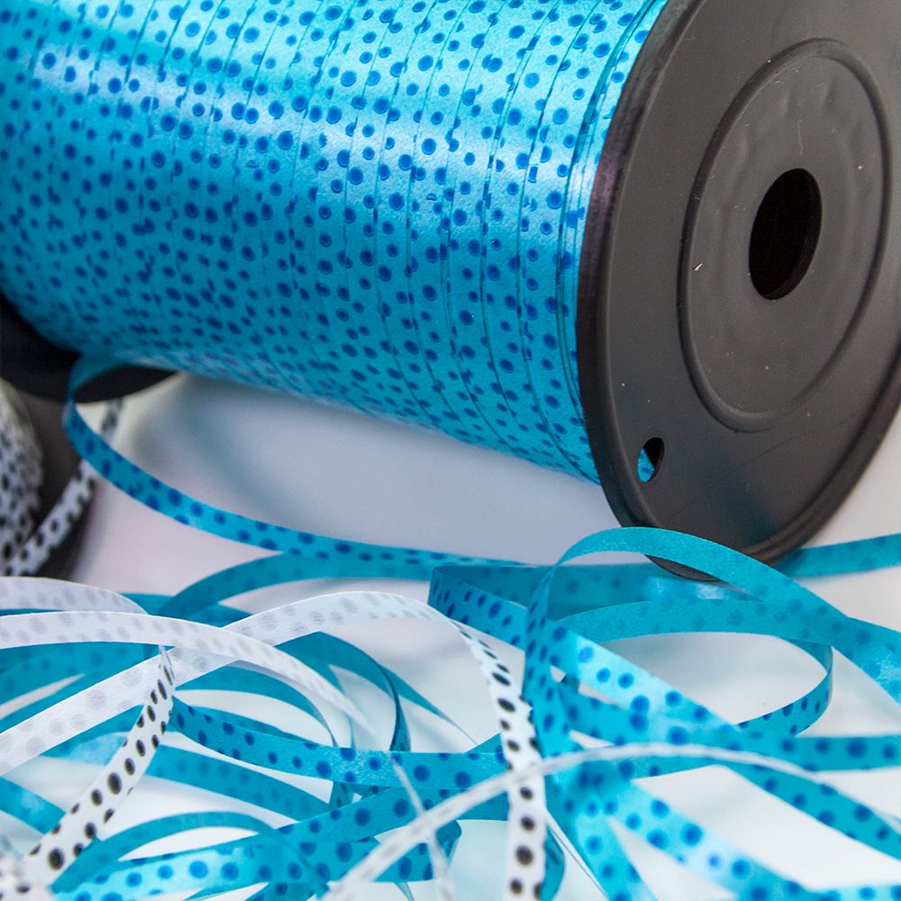 Лента (0,5 см*500 м) Синие точки, Голубой, 1 шт.