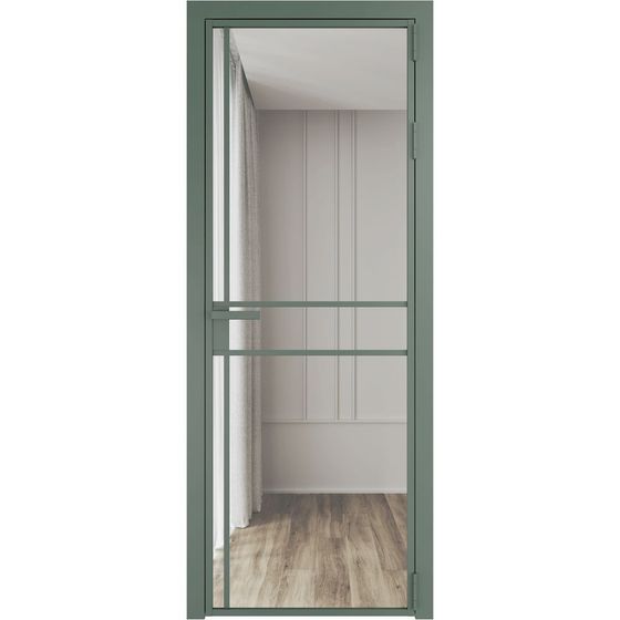 Алюминиевая дверь 9AG зелёный воск остеклённая