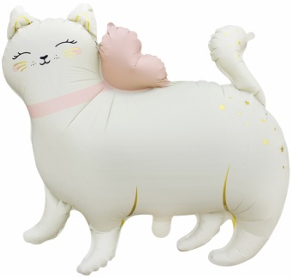 Шар-фигура, фольга, "Кошечка/кошка с бантом", сатин (Falali), 27''/69 см, инд. уп.
