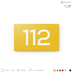 Номер на дверь квартиры 112, табличка на дверь для офиса, кабинета, аудитории, склада, желтая 120х70 мм, Айдентика Технолоджи