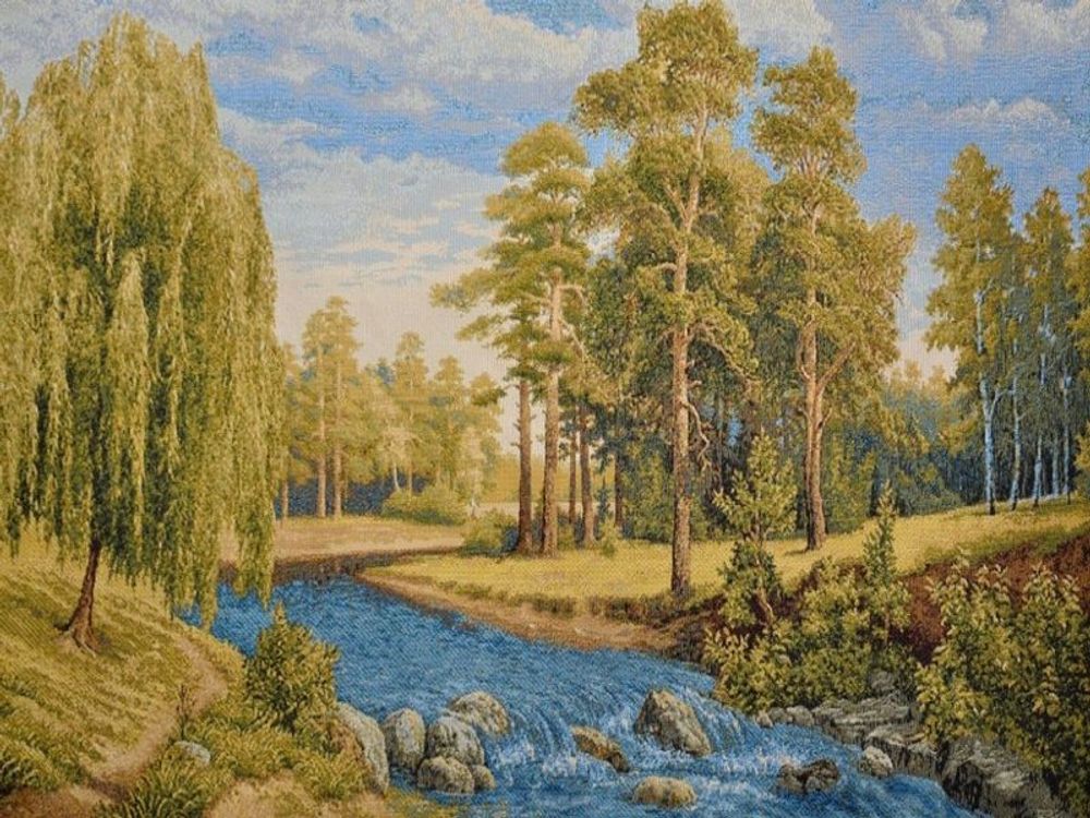 Гобеленовая картина &quot;D. ВОДНЫЕ ПОРОГИ&quot; в багетной раме, Россия.