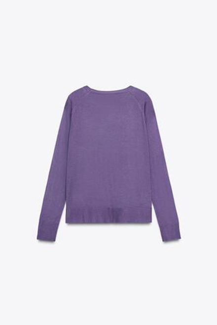 ZARA СВИТЕР ИЗ ТОНКОГО ТРИКОТАЖА, СВЕТЛО-ФИОЛЕТОВЫЙ