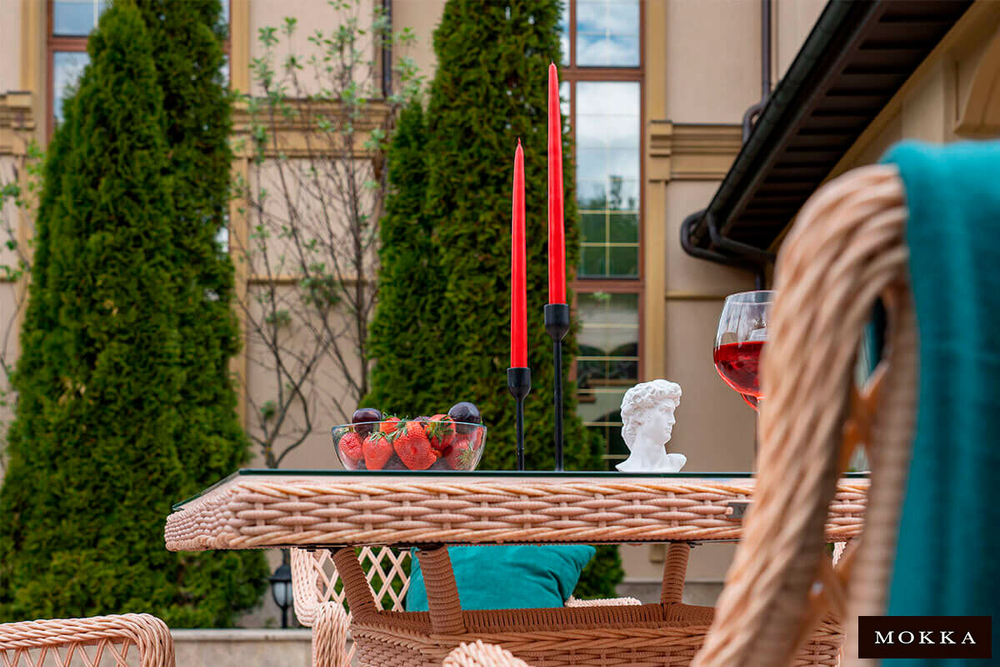 Комплект плетеной мебели MOKKA VILLA ROSA (стол прямоугольный, 6 кресел)