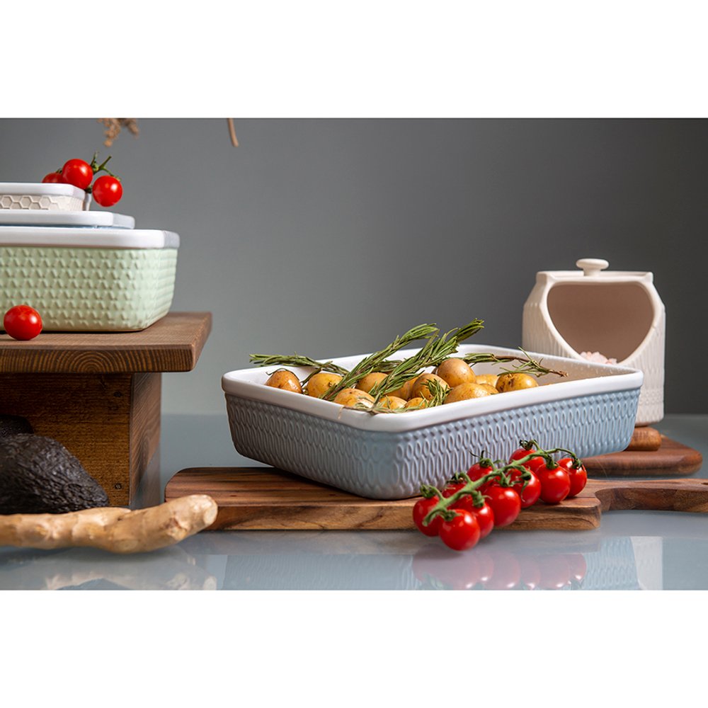 Блюдо для запекания marshmallow, 28,5х21 см, голубое