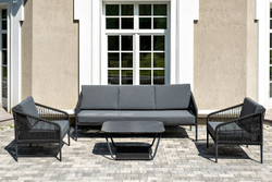 "Канны" лаунж-зона 5-местная плетеная из роупа (веревки), цвет темно-серый