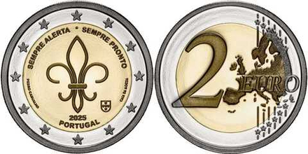 Португалия 2 евро, 2025 Международное скаутское и молодежное движение