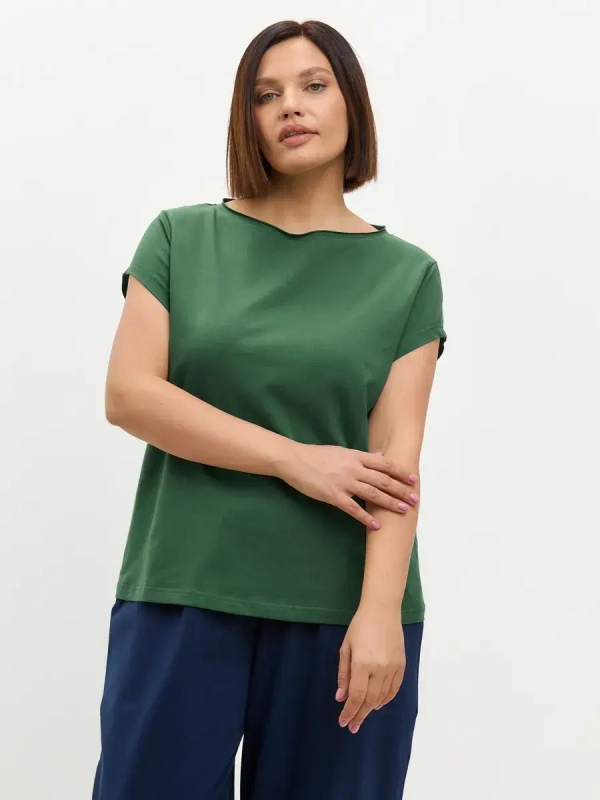 Футболка оверсайз с рукавами крылышками изумруд