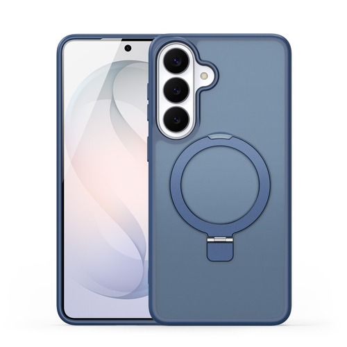 Матовый чехол темно-синего цвета с MagSafe для Samsung Galaxy S26, серия Yind Series Case от Dux Ducis (версия с магнитной откидной подставкой)