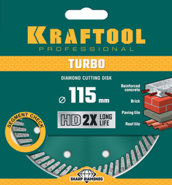 KRAFTOOL Turbo, 115 мм, (22.2 мм, 10 х 2.2 мм), сегментированный алмазный диск (36682-115)