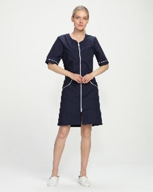 Халат женский Стелла (тк.ТиСи), т.синий/белый