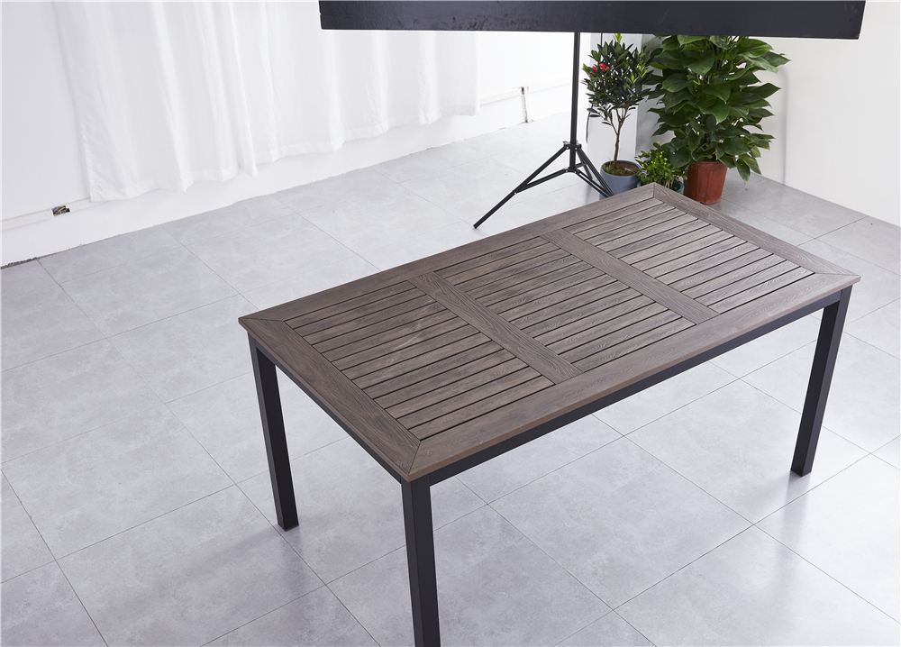 Алюминиевый прямоугольный стол  160*90 ПОЛИВУД-7 «POLYWOOD-7» цвет каштан арт.1026