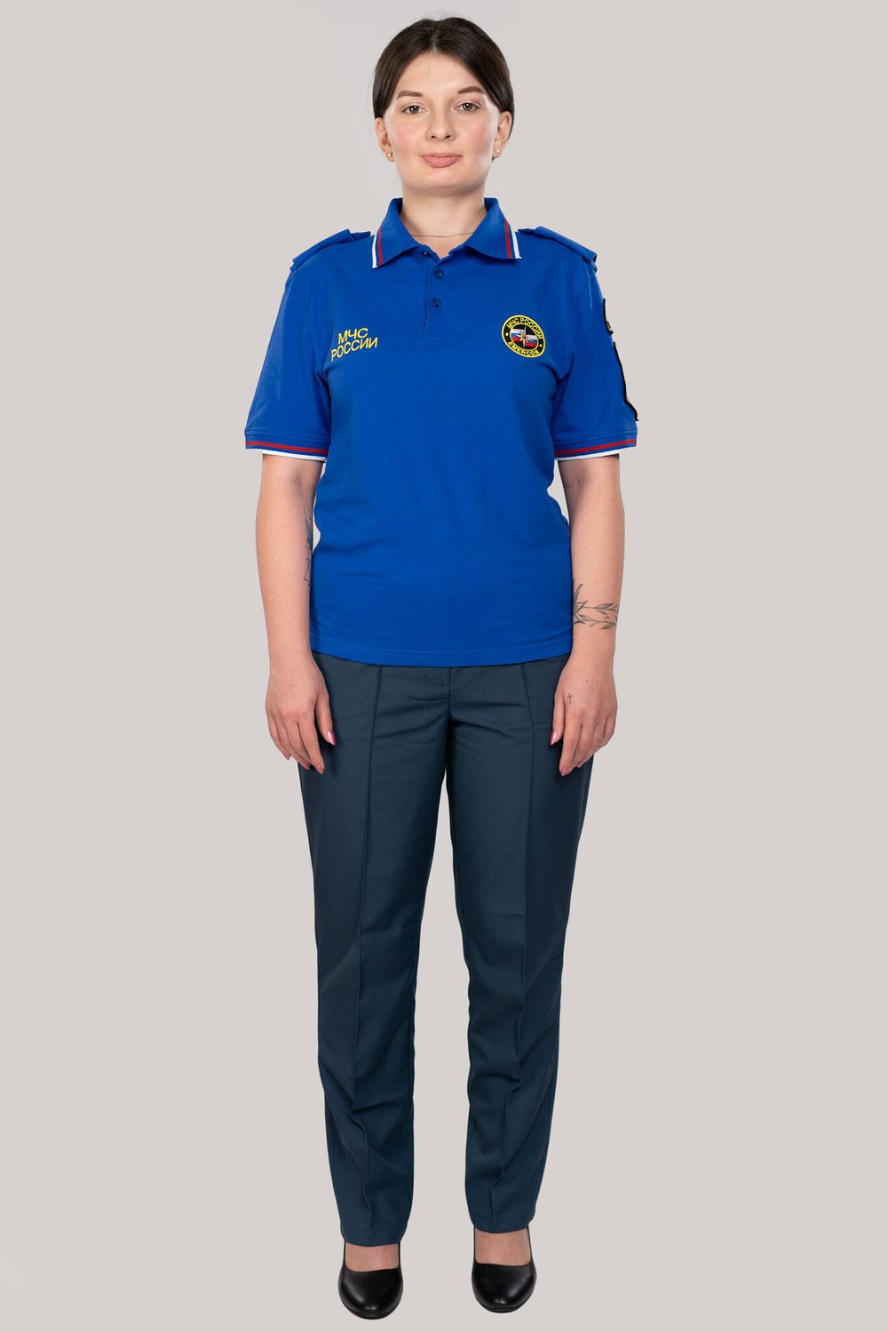 Рубашка-поло женская МЧС короткий рукав (нового образца, василек)
