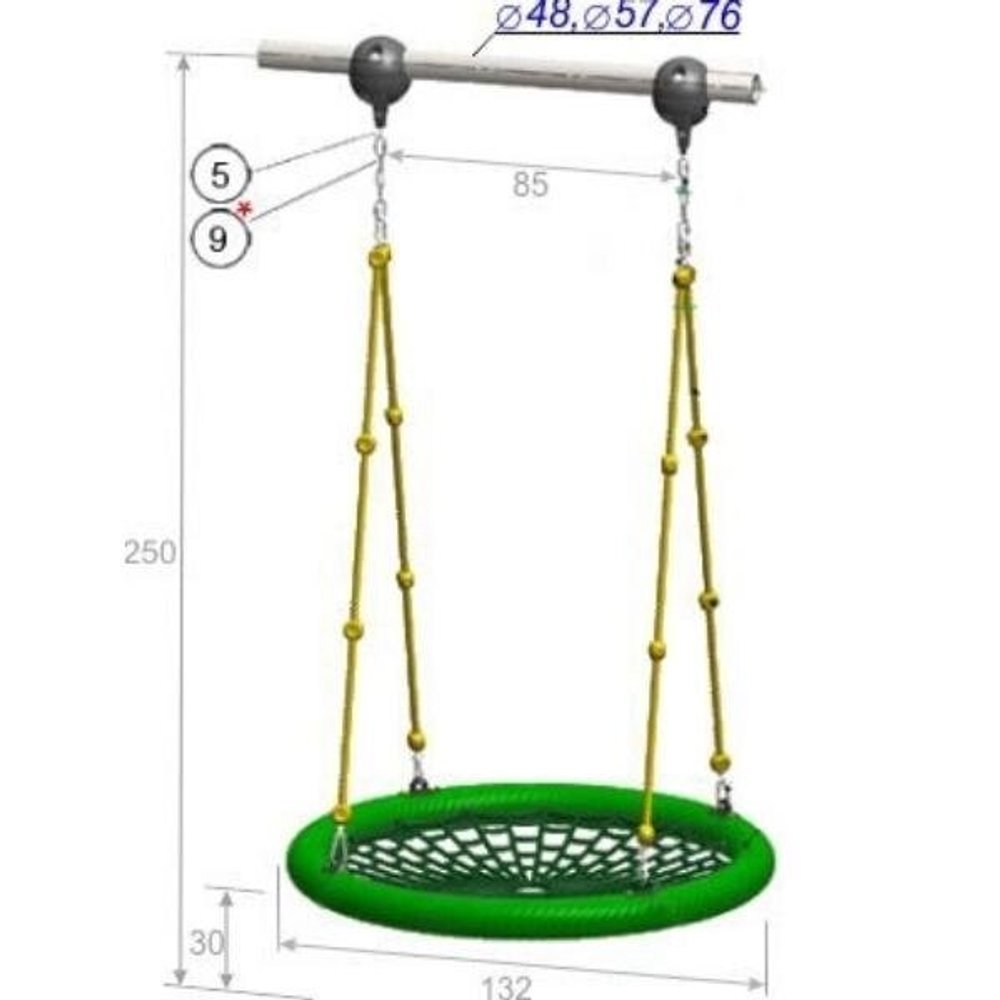 Качели гнезда Ø 132 300 см, диаметр крепления на трубу 76 мм