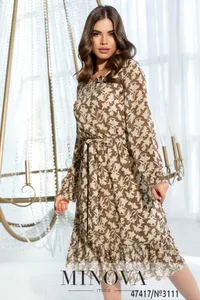 Платье 3111-бежевый-листок Minova