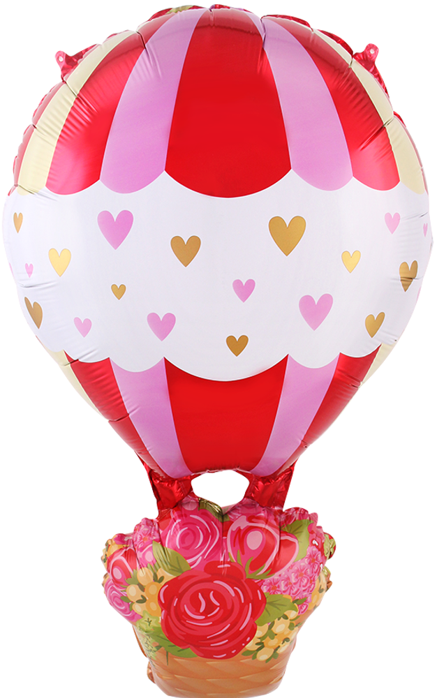К Фигура, Воздушный шар, Цветы с любовью, Красный, 34&#39;&#39;/86 см, 1 шт.