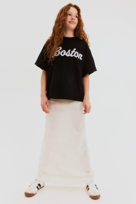 H&M Футболка оверсайз с принтом, черный