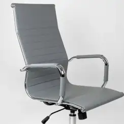 Кресло Barneo K-110 серая кожа, газлифт 3кл