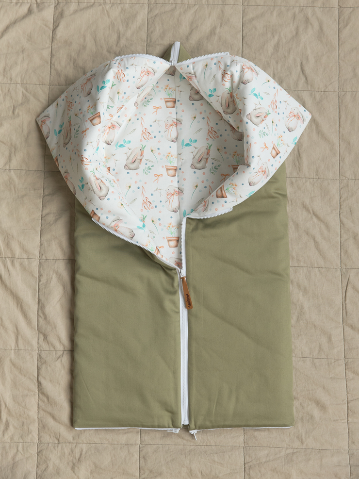 Конверт-трансформер Хаки/Зайчики с горшочками