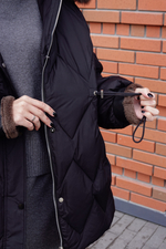 Пуховик комбинированный с элементами дубленки