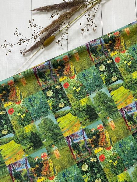В СТИЛЕ ВАН ГОГА , купон 110/20,5 см (3 ряда, 63 картинки) 100% хлопок Handmade Fabrics 4