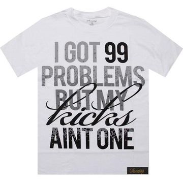 Футболка Sneaktip 99 Problems Splash белая с серым