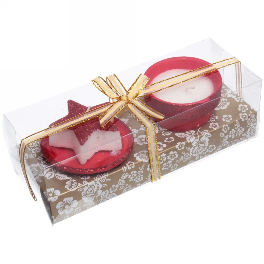 Свечи новогодние «Новогодний праздник» 22x8.3x7 см, красный