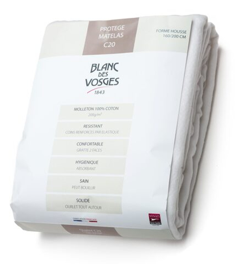 Наматрасник PROTECTION защитный для матраца выс Blanc des Vosges 160x200 Белый