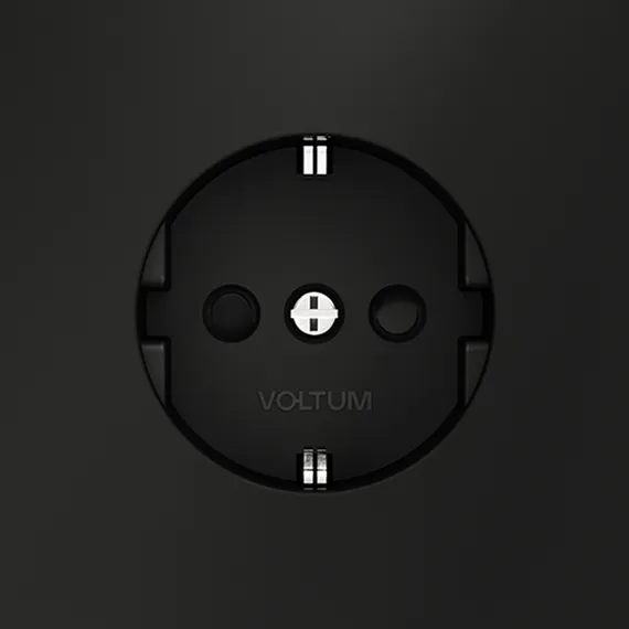 Розетка встраиваемая VOLTUM S70 с заземлением и защитными шторками, 16А, (черный матовый) vls040208