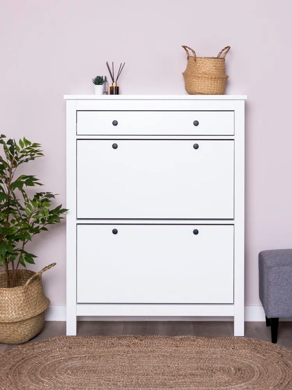 САГА тумба для обуви, 2 двери 1 ящик, 92х122 белая