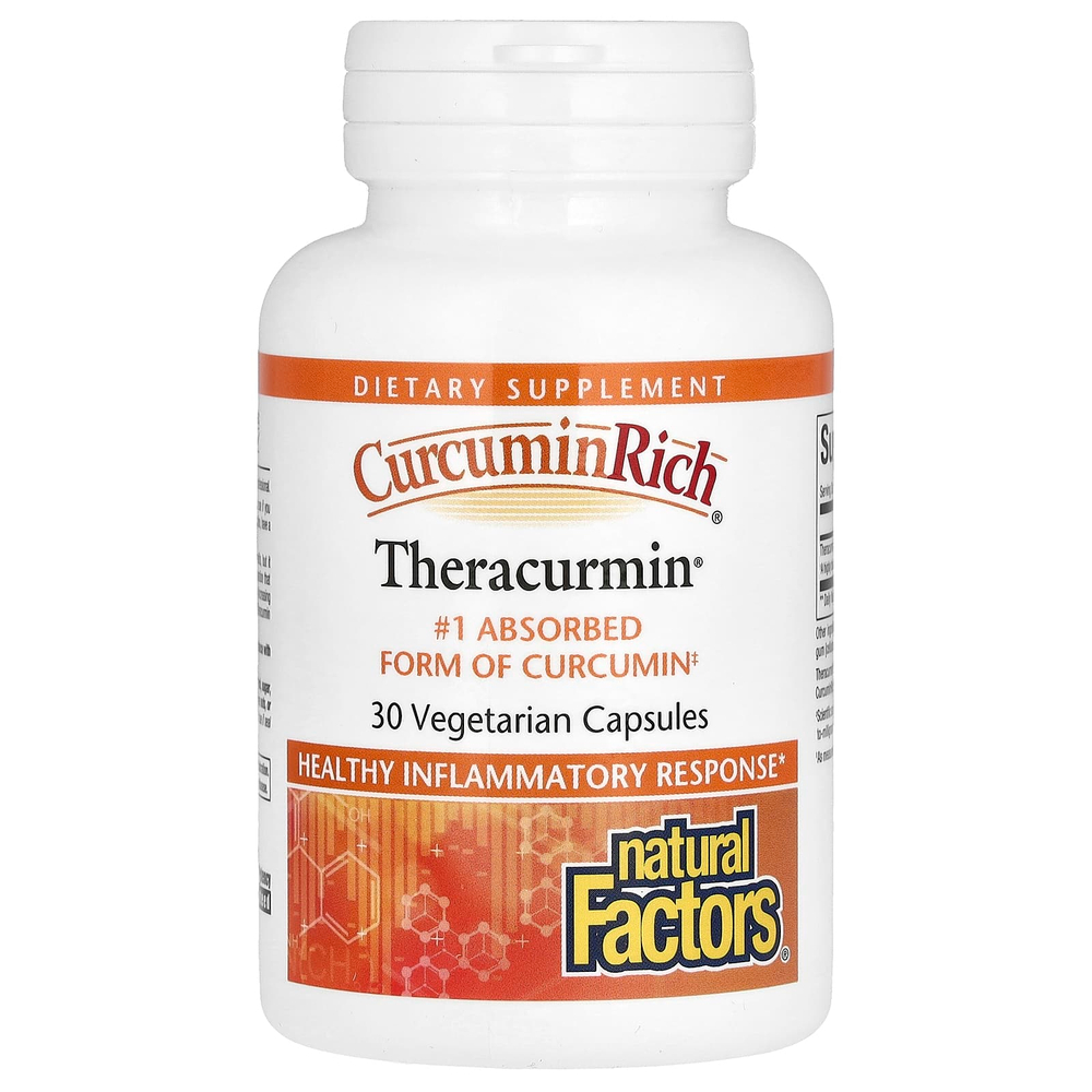 Natural Factors, CurcuminRich, Theracurmin, куркумин, 30 мг, 30 вегетарианских капсул