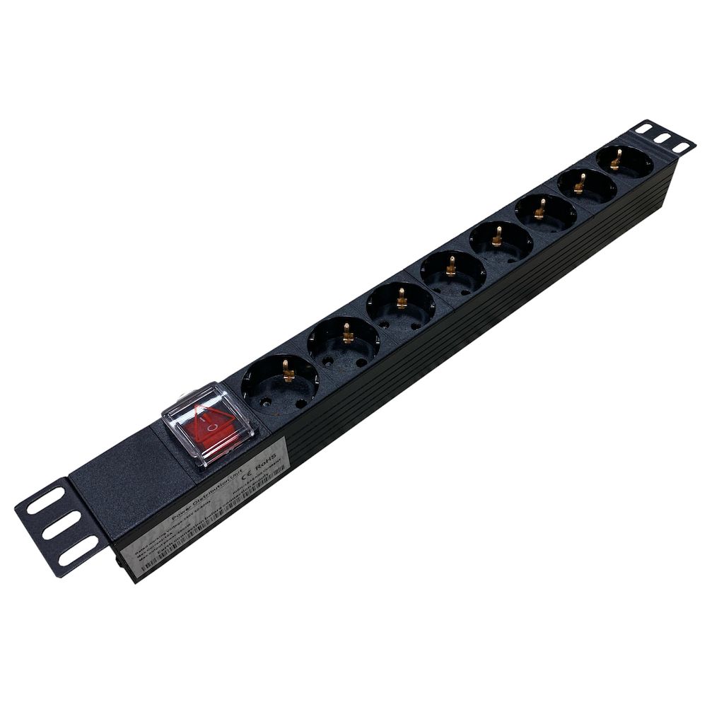 Блок розеток 8 шт. 10А 1U с выключателем SIT-PDU08-C14-2