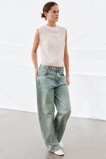 ZARA ТОП С ВЫШИВКОЙ БЕЗ РУКАВОВ — ZW COLLECTION, ЭКРЮ