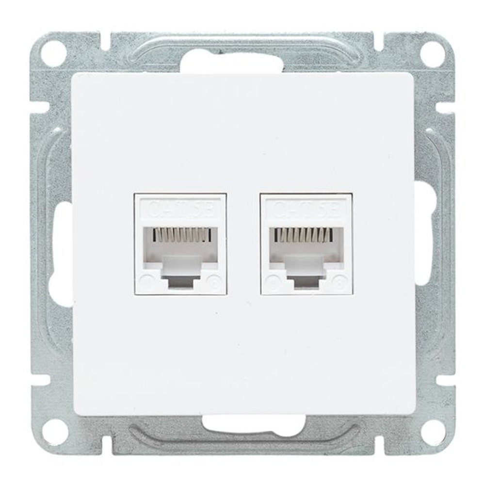 Механизм розетки RJ45 - 2шт, (cat6), белый Эпика EKF