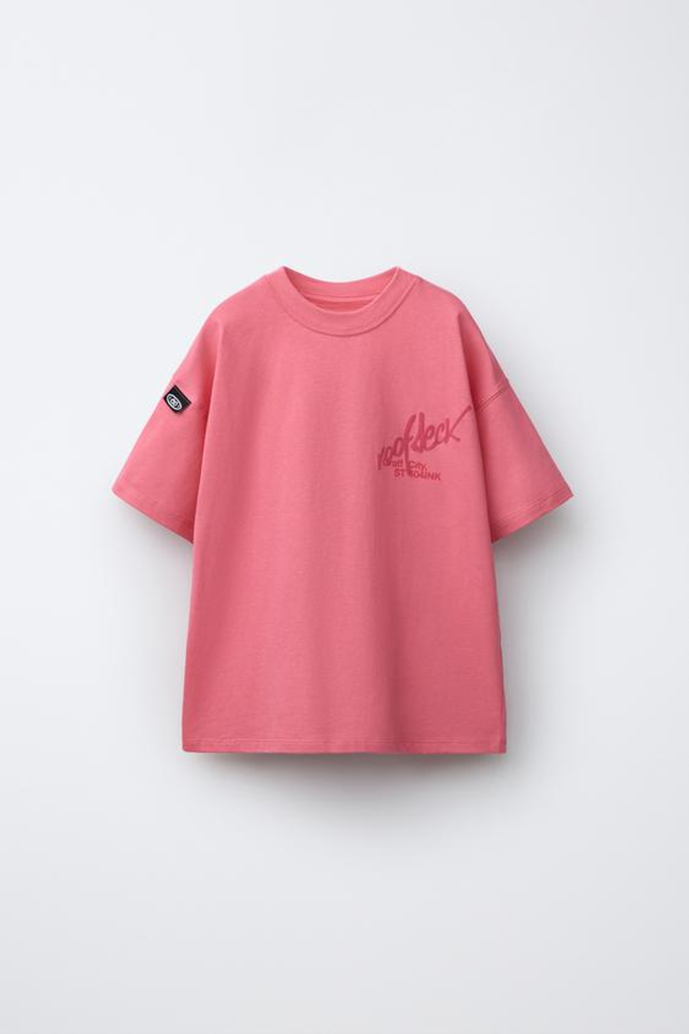 ZARА ФУТБОЛКА С ПРИНТОМ ГРАФФИТИ, РОЗОВЫЙ/БЕЛЫЙ