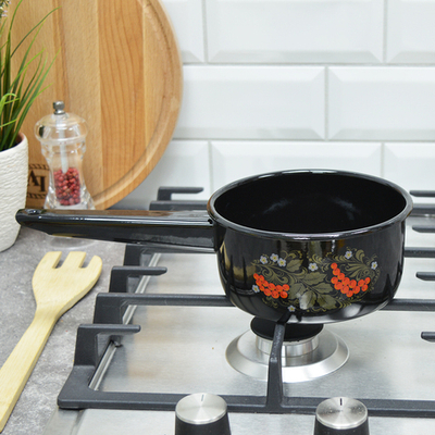 Ковш 1л черный с красным "Рябина"