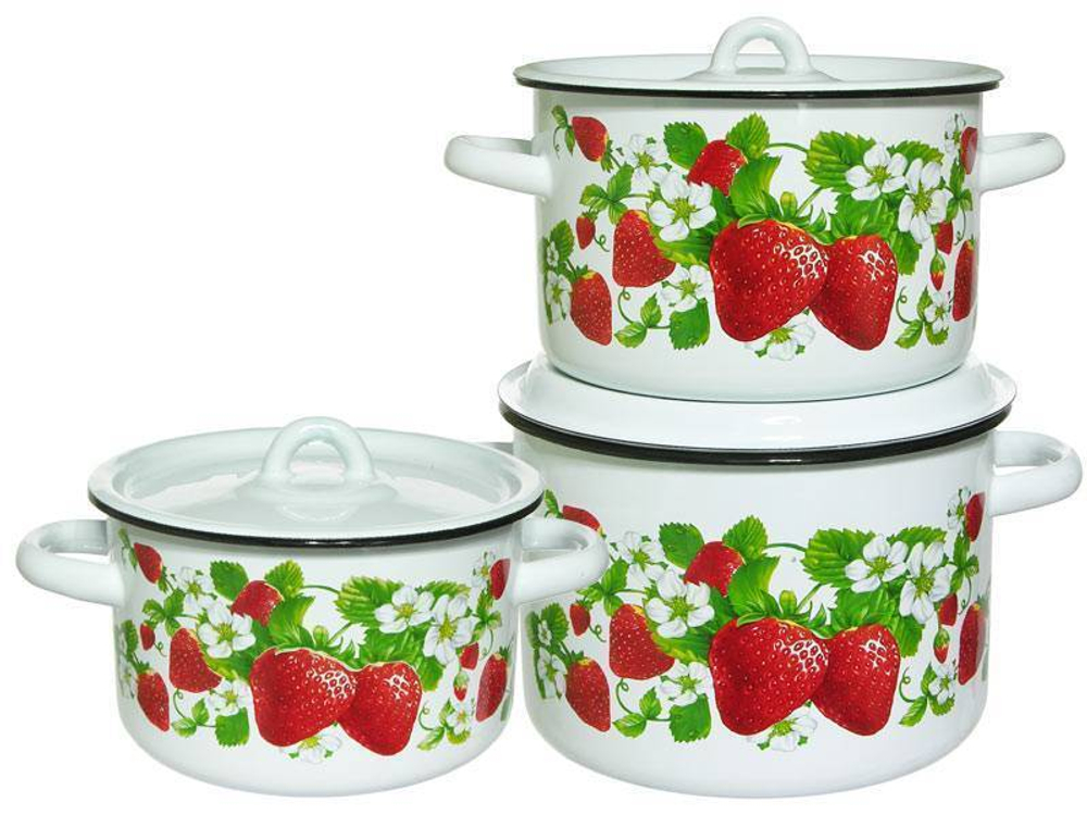 Набор кастрюль "Клубничная поляна"