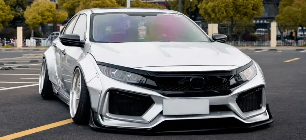 Широкий обвес для Honda Civic седан X 2016-2019 Хонда Цивик карбоновый тюнинг Robot robotbodykits