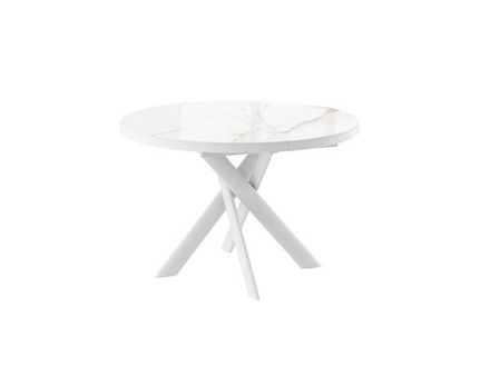 Стол RONALDO-100, круглый раздвижной 100(135), BELDIA BIANCO GLOSS PREMIUM CER/БЕЛЫЙ, (1 упак.)
