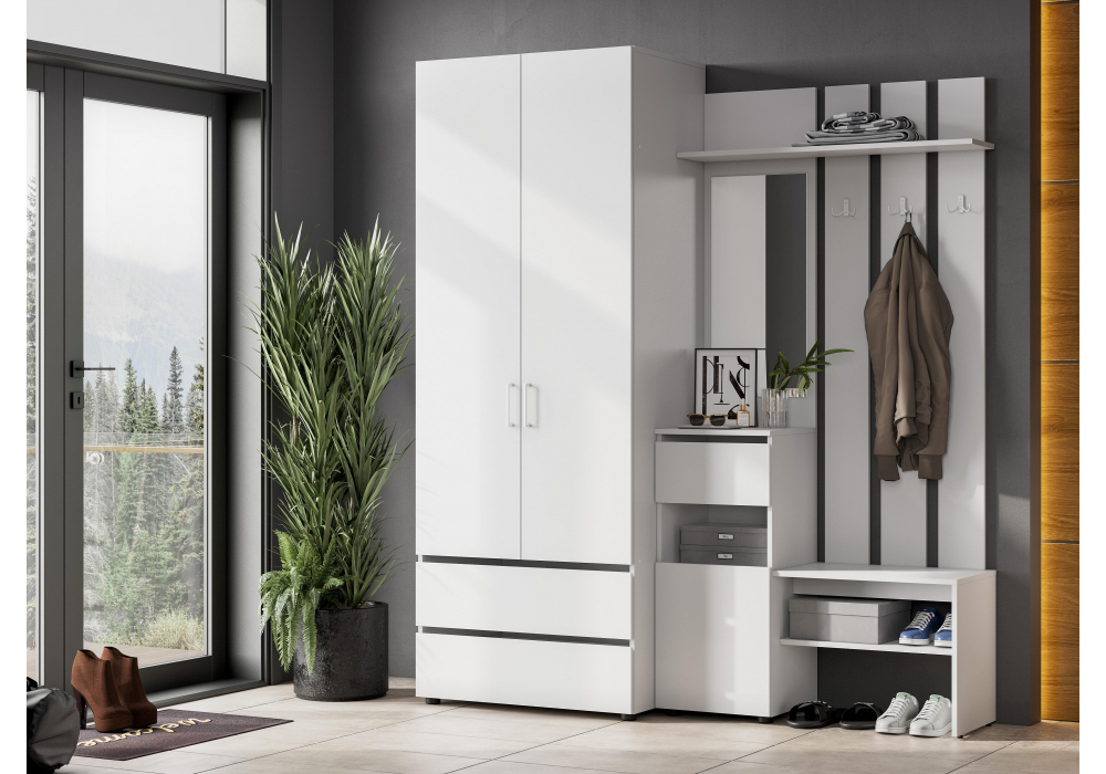 Прихожая Woodville Валенсия  1 белый текстурный