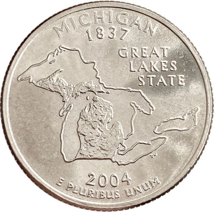 25 центов (1/4 доллара, квотер) 2004 США «Штат Мичиган» (D)