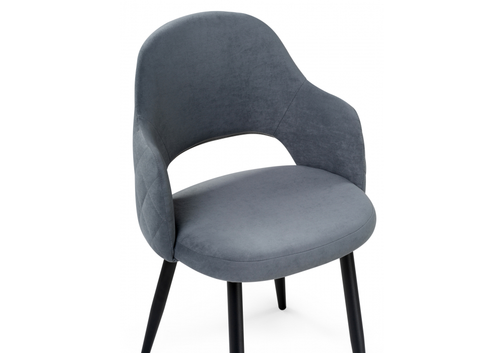 Стул на металлокаркасе Woodville Гутрид ромбы сзади без складок серый, черный, ножки черные