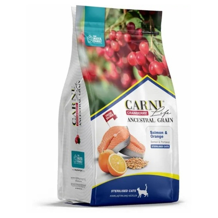 Сухой корм CARNI Life Sterilised для взрослых стерилизованных кошек с лососем, апельсином и клюквой - 10 кг