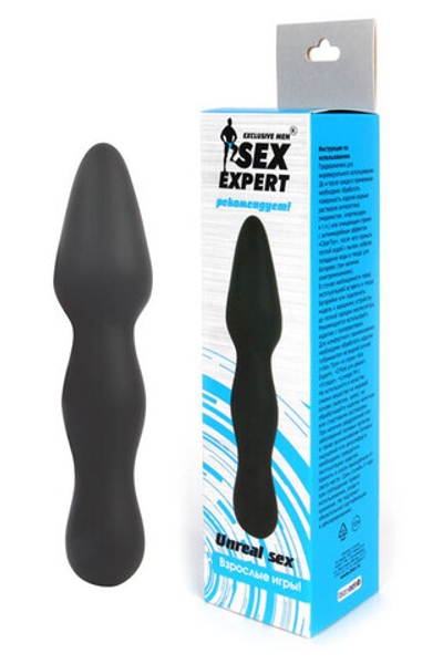 Анальный стимулятор двусторонний Sex Expert Unreal sex, (17 см) (Цвет: черный)