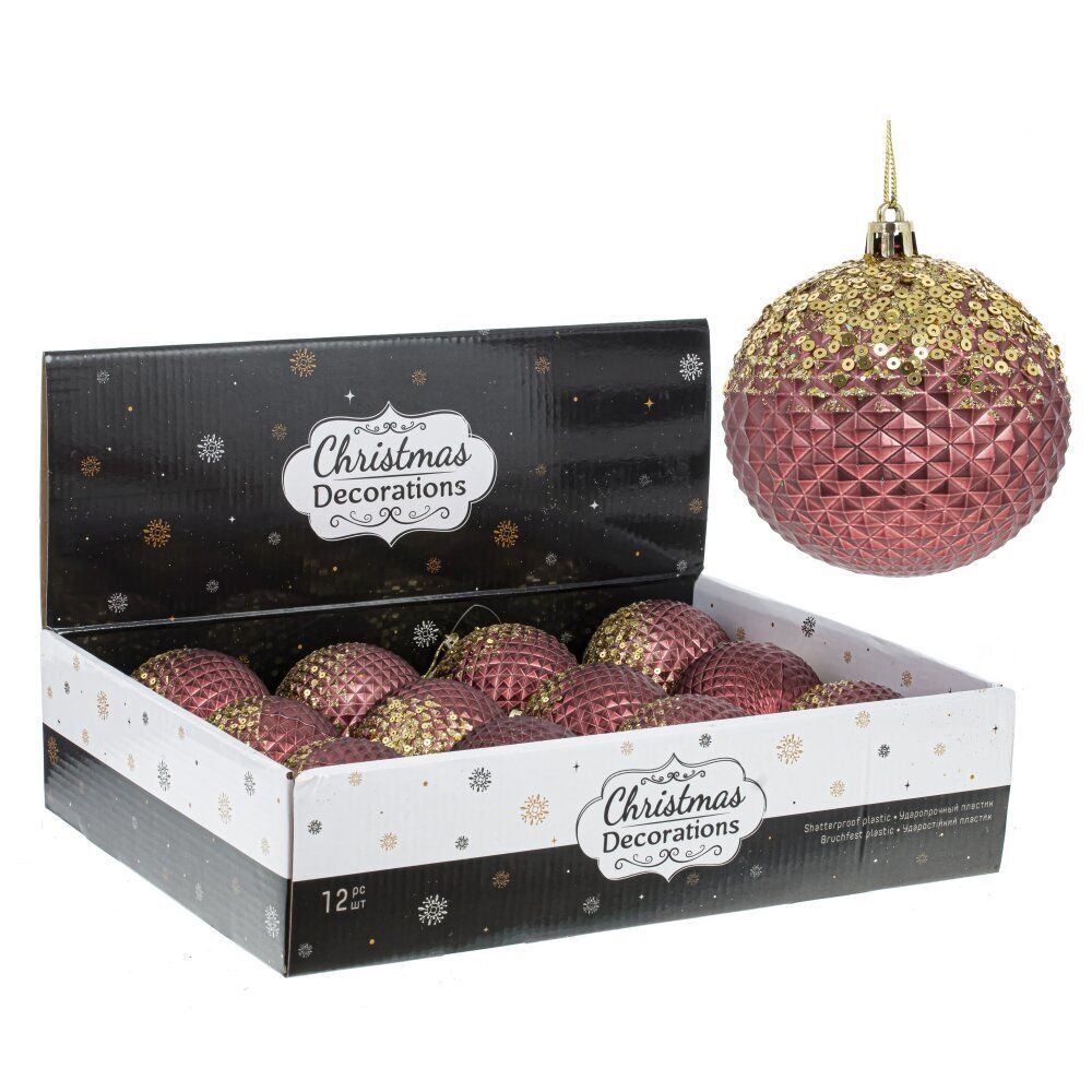 GAEM Набор из 12шт Украшение новогоднее "Шар", D 8 см, L35 W27 H8,5 см