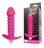 Розовая анальная вибровтулка-елочка с ограничителем - 11,5 см. (Цвет: розовый)