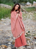 Бохо-накидка из фактурного хлопка (коралл/зигзаг)