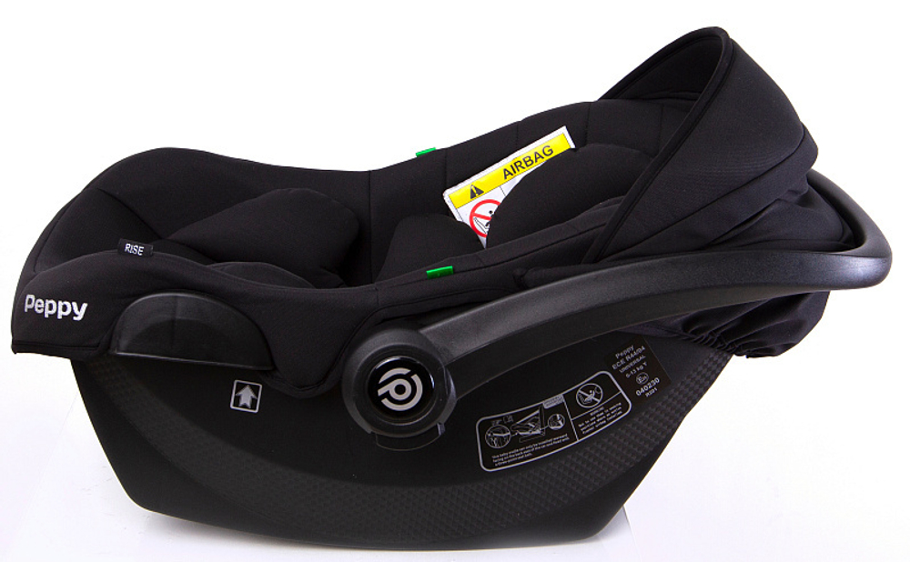 Детская коляска Peppy Monaco 3 в 1 с автокреслом Rise Brilliant black (черный), рама черный глянец