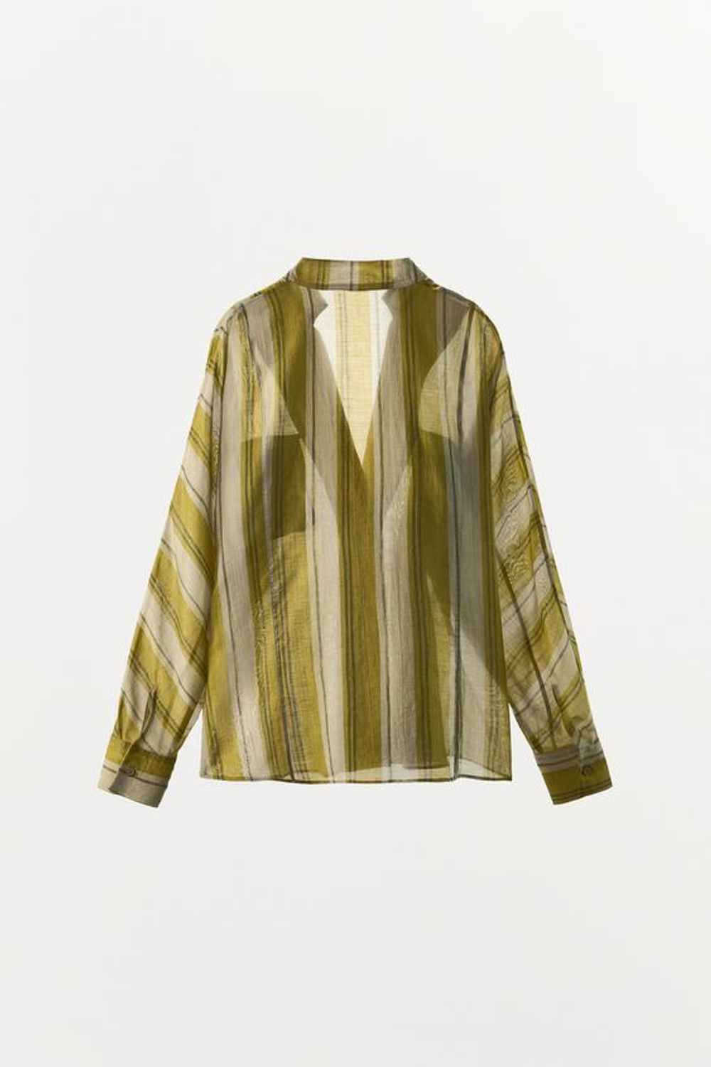 ZARA РУБАШКА В ПОЛОСКУ ZW COLLECTION, ЗЕЛЕНАЯ ПОЛОСА